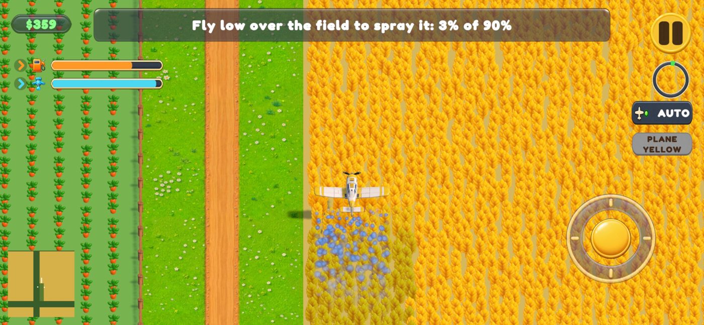 Spraying a golden wheat field in Crop Duster Pilot